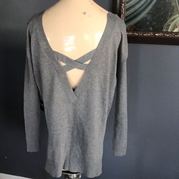 Poof gray X back sweater, NWT, small - Picture 1 of 6